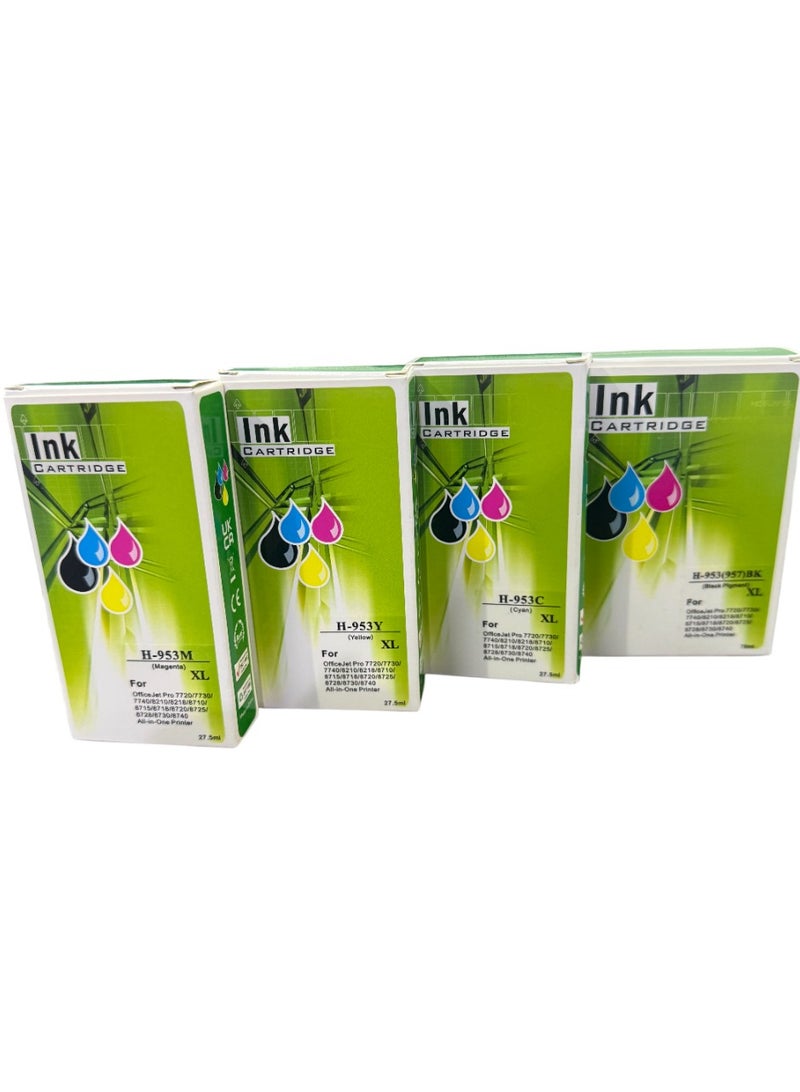 ink for HP 953 953XL Original quality for HP Ink 953XL Cartridges Multipack Compatible Officejet Pro 7740 8218 8710 8715 8718 8719 8720 8725 8730 8740 (Black, Cyan, Magenta, Yellow) - Image 1