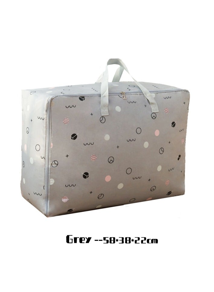 Oxford Material Organizer Storage Bag With Zips, Grey, 58*38*22cm - Image 1