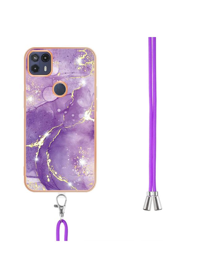 اس-توب جراب لهاتف Motorola Moto G50 5G مصنوع من مادة TPU IMD مطلية بالرخام الكهربائي مع حبل تعليق - Image 3