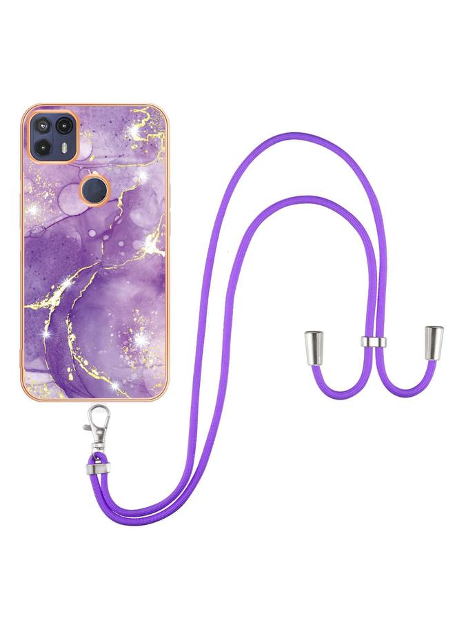 اس-توب جراب لهاتف Motorola Moto G50 5G مصنوع من مادة TPU IMD مطلية بالرخام الكهربائي مع حبل تعليق - Image 2