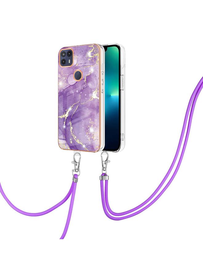 اس-توب جراب لهاتف Motorola Moto G50 5G مصنوع من مادة TPU IMD مطلية بالرخام الكهربائي مع حبل تعليق - Image 1