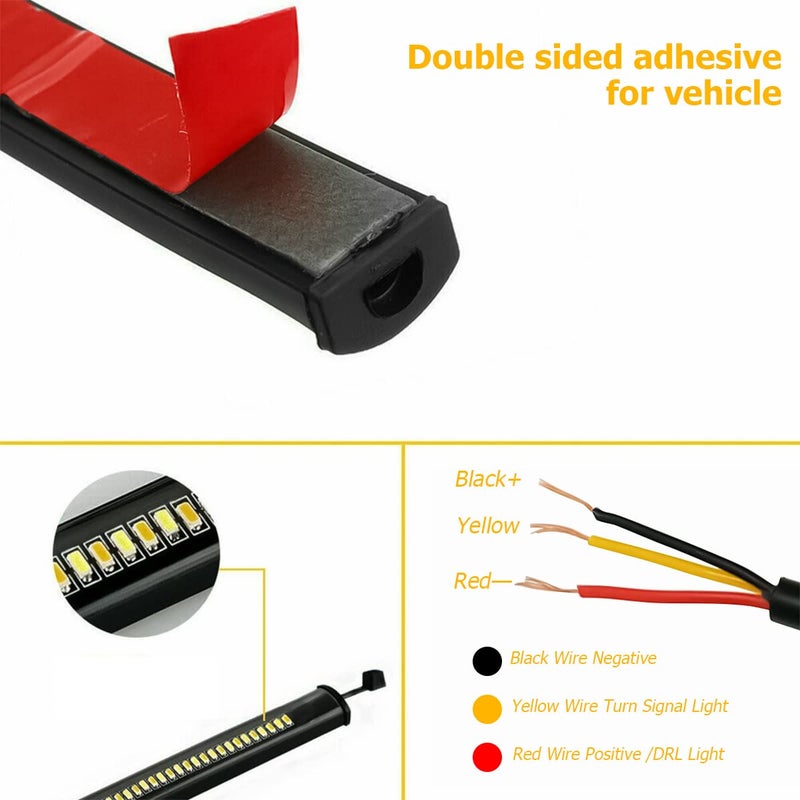 zipelo 2PCS Motorcycle LED Turn Signal Light, Flexible Switchback Dual-Color White & Amber Fork Turn Signal Blinkers, DRL Daytime Running Light Waterproof Adjustable Strips Bars for Motorbike - Image 3