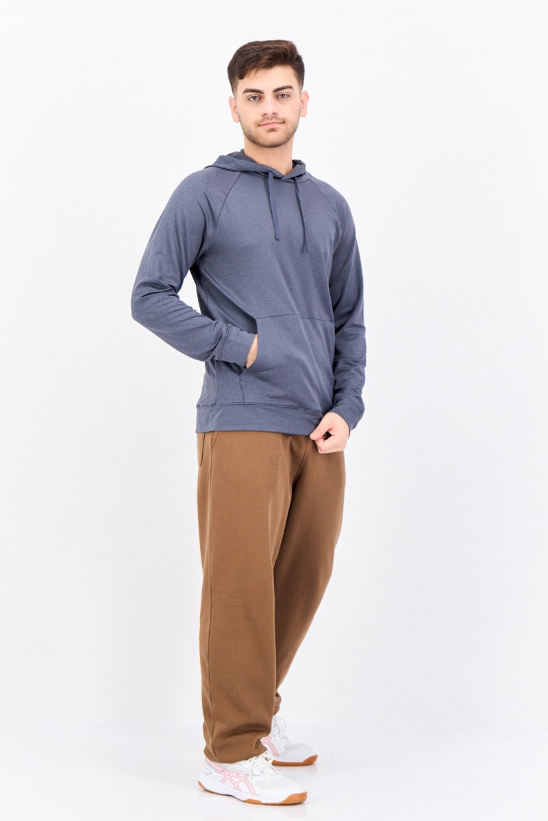 Gaiam هودي تدريب بأكمام طويلة ضيق للرجال، رمادي داكن - Image 4