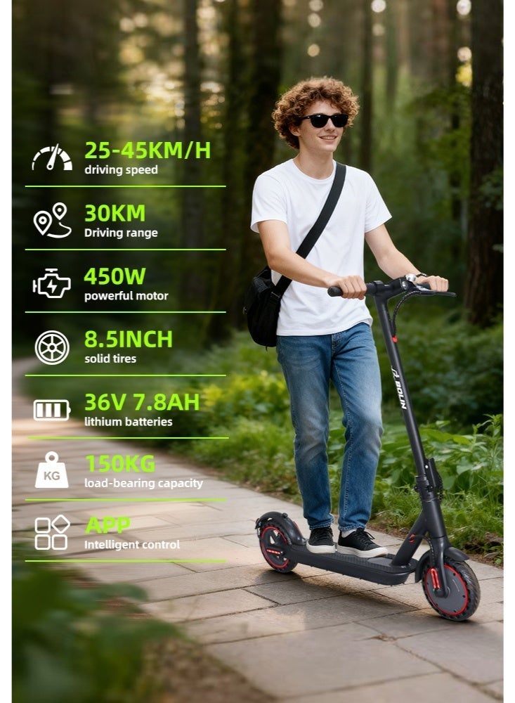 bolin Premium Electric Scooter Has A 450W Power Output, Arange Of 25 KM, A Speed Of 20-45 KM/H, And An App Function.Suitable For Adults And Teenagers, Has A Load Capacity Of 150 KG, Can Be Folded And Stored, And Has An LED Display, e-scooter,scooters,Electric Scooter for adult,black - Image 2