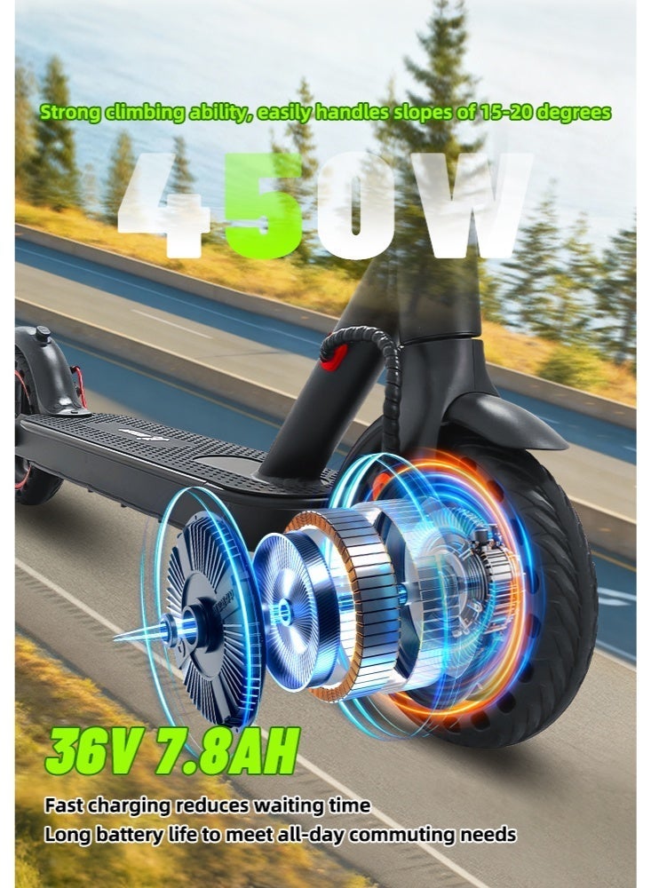 bolin Premium Electric Scooter Has A 450W Power Output, Arange Of 25 KM, A Speed Of 20-45 KM/H, And An App Function.Suitable For Adults And Teenagers, Has A Load Capacity Of 150 KG, Can Be Folded And Stored, And Has An LED Display, e-scooter,scooters,Electric Scooter for adult,black - Image 5