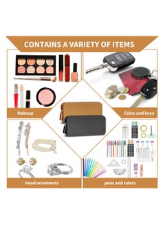 SYOSI Protable Bag and Tool Holder, Azonee Silicone Travel Zippered Pouch, Purse Organizer for Little Tools, Small Pencil Case, Portable Travel Case, 2 PCS, Black & Brown  - Image 3