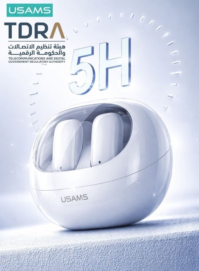 Usams Earphone Wireless Earbuds Headphones TWS Bluetooth 5.3 Semi In-Ear Stereo Sound 13mm Driver 5H Playtime Charging Case AirPods Style - Image 1