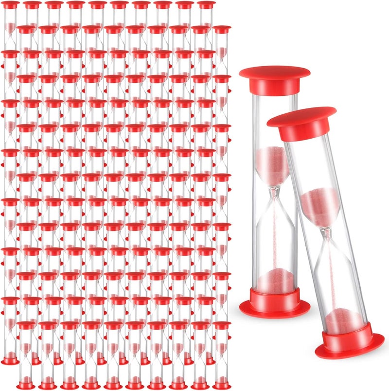 Queekay 200 Pcs Sand Timer 1 Minute Sand Timer in Bulk Acrylic Covered Hourglass Timer Red Sand Clock for Classroom Kitchen Preschool Teacher Home Supplies 335 x 098 x 098 Inches  - Image 1