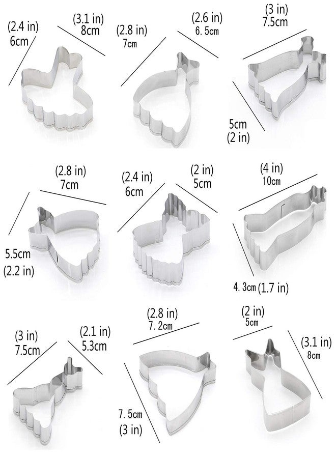 Comais Mini Dress Cookie Cutter Set of 9 pcs, Stainless Steel Mini ONE-BITE SIZE Wedding Dress Shaped Fondant Cutters Baking Molds - Image 3