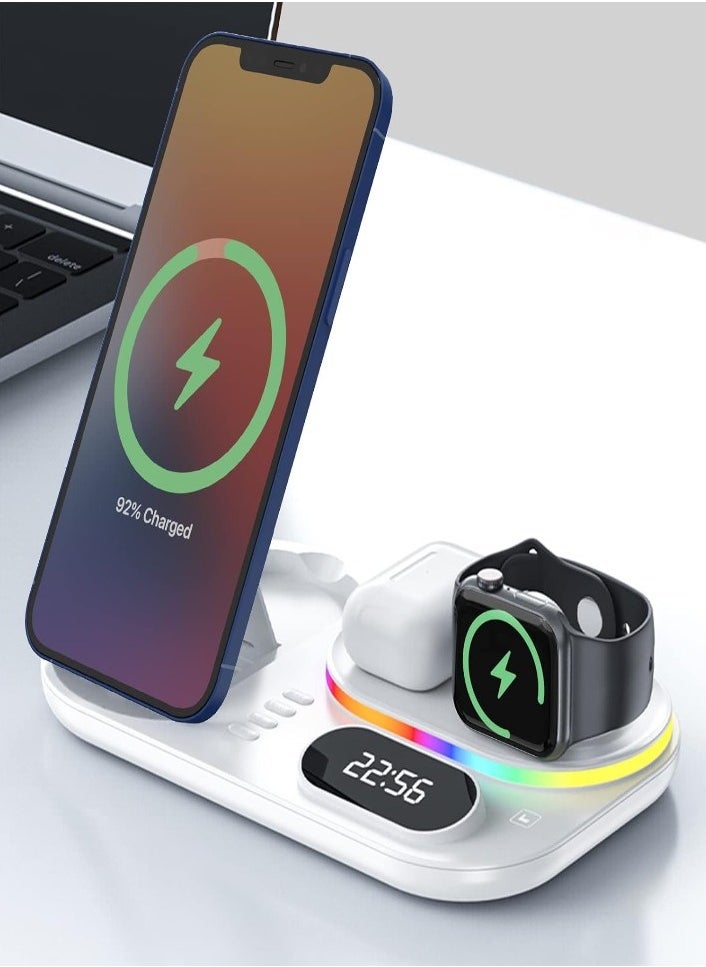 XVersion 4 in 1 Wireless Charger Station 30W with QI fast mobile charging for Apple iPhone/Air Pods/iWatch/Nothing Phone - White  - Image 3