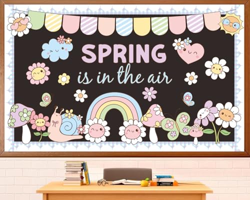 Polaxium Spring Bulletin Board Set Spring Classroom Decorations is in The Air Flower Cutouts for Classroom School Office Chalkboard Home Wall Window Door Spring Decor Supplies - Image 2