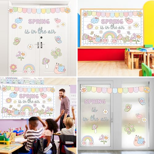 Polaxium Spring Bulletin Board Set Spring Classroom Decorations is in The Air Flower Cutouts for Classroom School Office Chalkboard Home Wall Window Door Spring Decor Supplies - Image 5