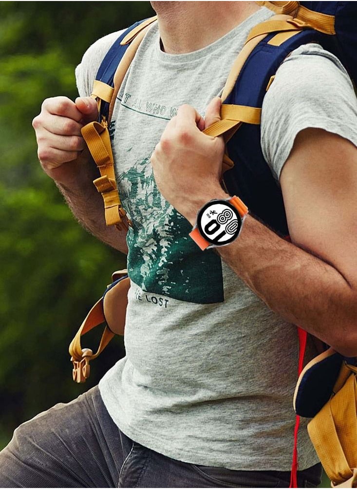 CATANES - Alpine Loop Band 20mm Nylon Woven Sport Watch Strap Compatible with Galaxy Watch5 Pro/Galaxy Watch5/Galaxy Watch4/Galaxy Watch4 Classic/Galaxy Watch3/ Galaxy Watch Active 2/Galaxy Watch Active Orange - Image 1