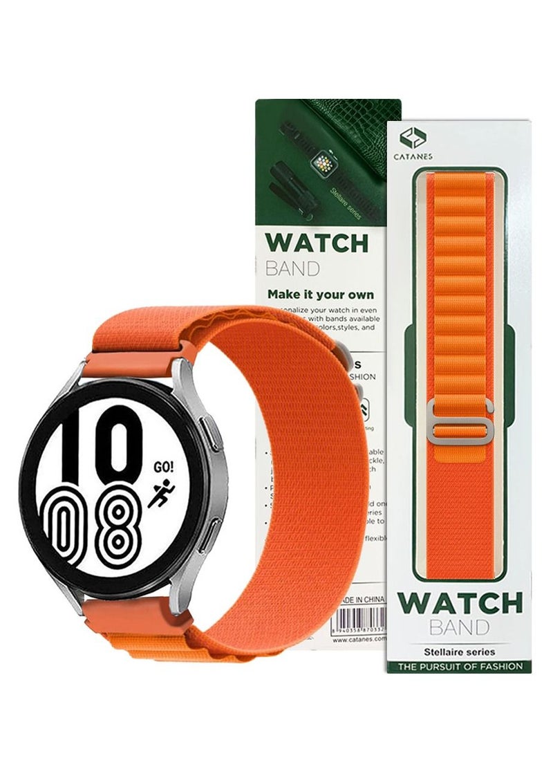 CATANES - Alpine Loop Band 20mm Nylon Woven Sport Watch Strap Compatible with Galaxy Watch5 Pro/Galaxy Watch5/Galaxy Watch4/Galaxy Watch4 Classic/Galaxy Watch3/ Galaxy Watch Active 2/Galaxy Watch Active Orange - Image 1