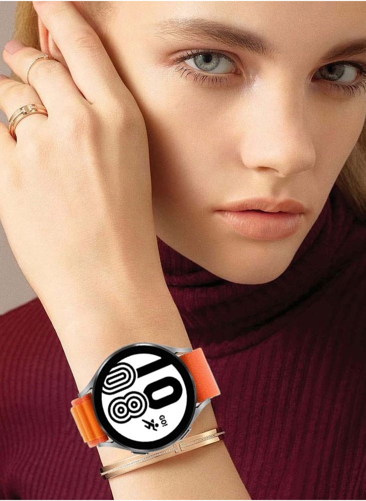 CATANES - Alpine Loop Band 20mm Nylon Woven Sport Watch Strap Compatible with Galaxy Watch5 Pro/Galaxy Watch5/Galaxy Watch4/Galaxy Watch4 Classic/Galaxy Watch3/ Galaxy Watch Active 2/Galaxy Watch Active Orange - Image 1