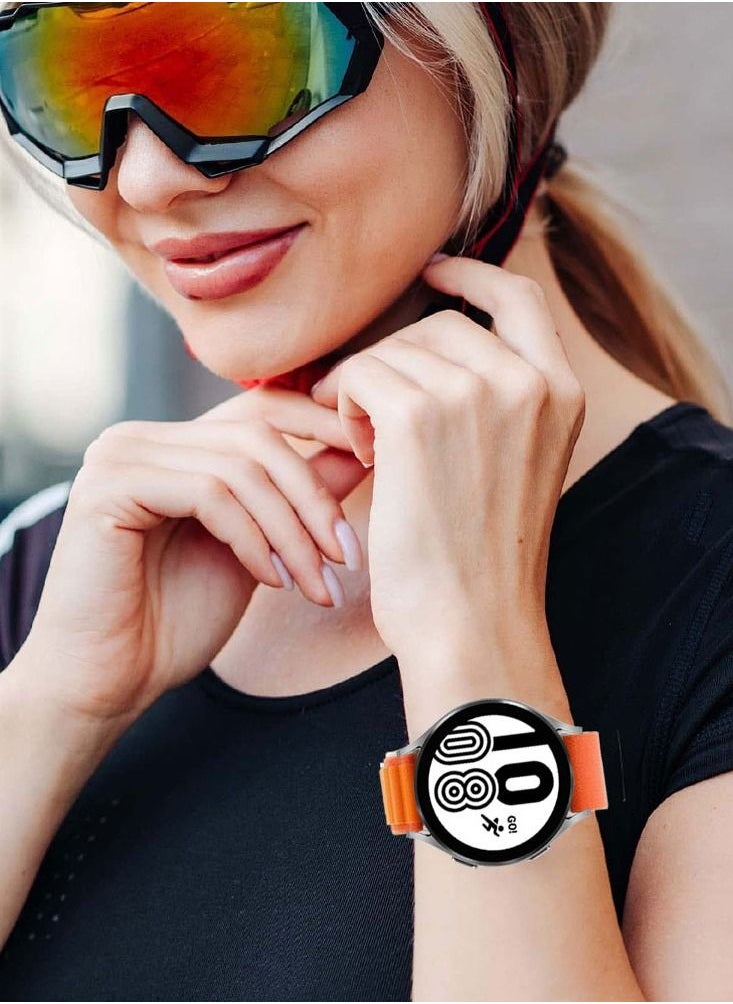 CATANES - Alpine Loop Band 20mm Nylon Woven Sport Watch Strap Compatible with Galaxy Watch5 Pro/Galaxy Watch5/Galaxy Watch4/Galaxy Watch4 Classic/Galaxy Watch3/ Galaxy Watch Active 2/Galaxy Watch Active Orange - Image 1