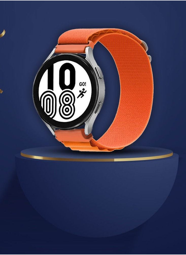 CATANES - Alpine Loop Band 20mm Nylon Woven Sport Watch Strap Compatible with Galaxy Watch5 Pro/Galaxy Watch5/Galaxy Watch4/Galaxy Watch4 Classic/Galaxy Watch3/ Galaxy Watch Active 2/Galaxy Watch Active Orange - Image 1