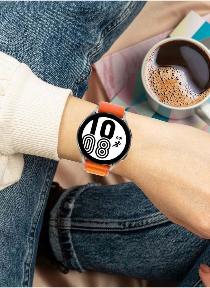 CATANES - Alpine Loop Band 20mm Nylon Woven Sport Watch Strap Compatible with Galaxy Watch5 Pro/Galaxy Watch5/Galaxy Watch4/Galaxy Watch4 Classic/Galaxy Watch3/ Galaxy Watch Active 2/Galaxy Watch Active Orange - Image 1