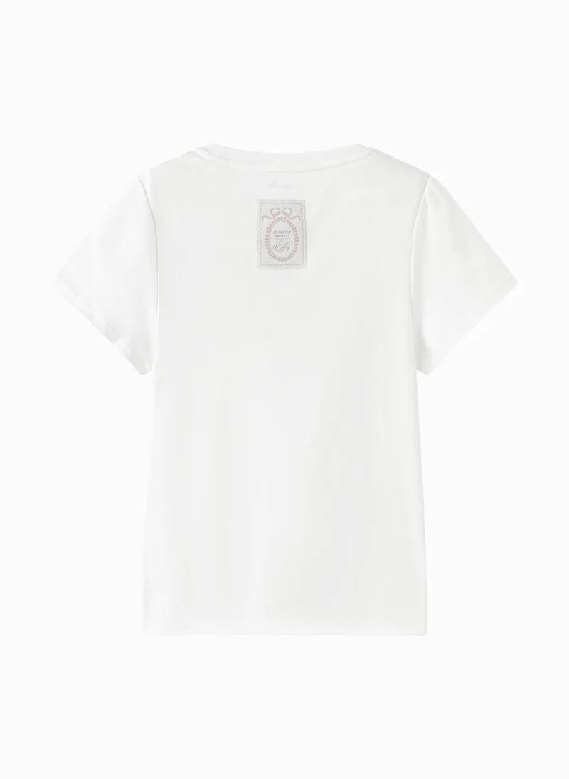 بالابالا Kids Girls Round neck short-sleeved T-shirt