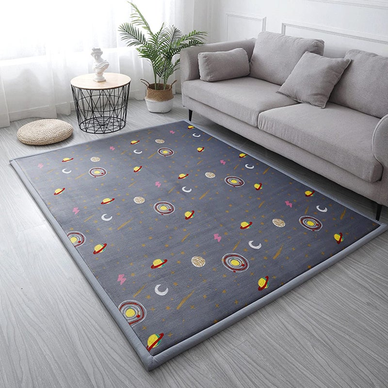 Loartee Coral Velvet Area Rug  1 Thick Memory Foam Baby Play Mat Washable Toddler Carpet Home Decor for Living Room Nursery Kids Bedroom Astral Gray 67x710