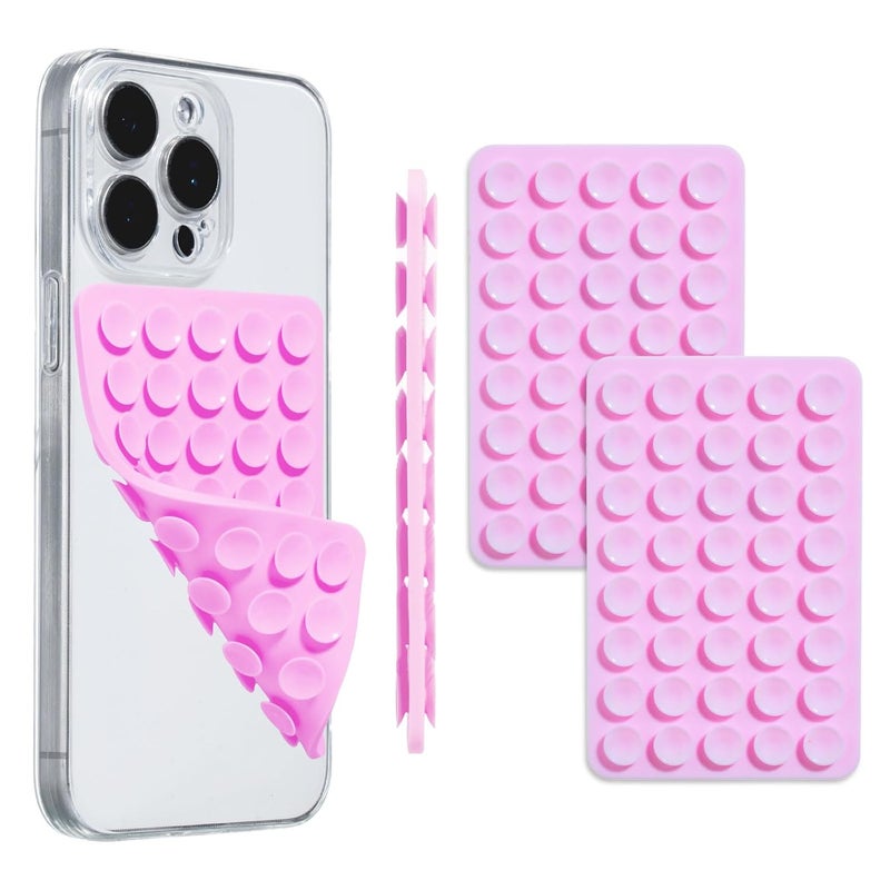 PEUKANU Silicone Phone Case Double Sided Suction Cup Mount Cell Phone Accessories Holder Phone Stand for Selfies Leave no Trace Washable (2PCS Light Pink) - Image 1