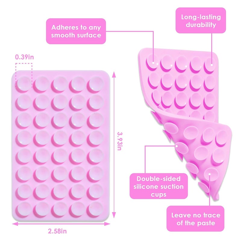 PEUKANU Silicone Phone Case Double Sided Suction Cup Mount Cell Phone Accessories Holder Phone Stand for Selfies Leave no Trace Washable (2PCS Light Pink) - Image 2