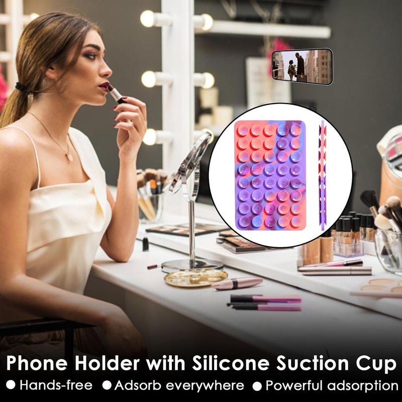 PEUKANU Silicone Phone Case Double Sided Suction Cup Mount Cell Phone Accessories Holder Phone Stand for Selfies Leave no Trace Washable (2PCS Light Pink) - Image 5