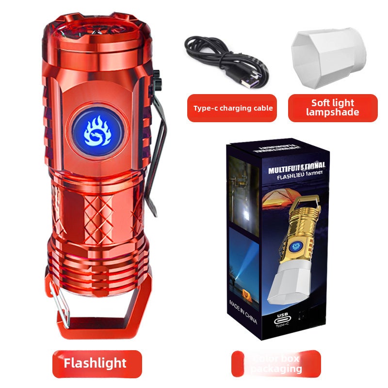 Explosive strong light super bright home rechargeable outdoor night riding portable LED long-range flashlight three-eye small monster flashlight(TJ-60 Bright Little Red Dragon [Red]]) - Image 1