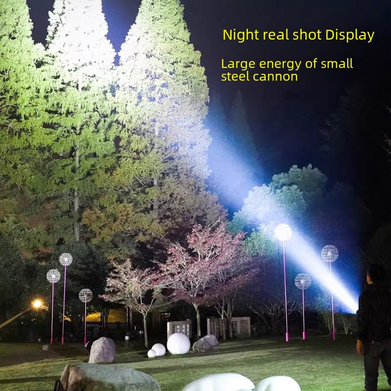 Explosive strong light super bright home rechargeable outdoor night riding portable LED long-range flashlight three-eye small monster flashlight(TJ-60 Bright Little Red Dragon [Red]]) - Image 4