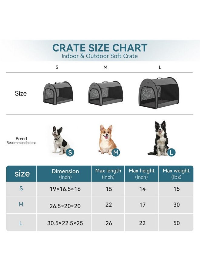 Petsfit PETSFIT Portable Dog Crate, Dog Travel Crate - 26.5 Inch Lightweight, Roomy, Easy to Set Up, Portable Pop Up Dog Carrier with Thick Mat, Sturdy Soft Dog Crate  - Image 2