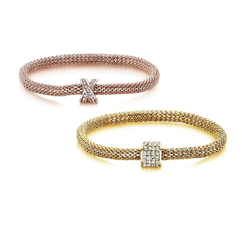 باكلي لندن BUCKLEY LONDON XO CHARM BRACELET DUO - ROSE KISS + GOLD BARREL