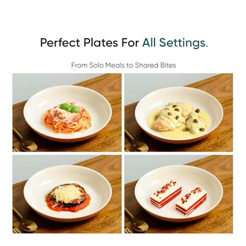 Shay Ceramic Pasta Bowl Set, 22cm, 2 Pieces, Pink Ivory | Glossy Finish | Stoneware Ceramic Serving Bowls | Ceramic Bowl | Pasta Serving Plate (Pasta Plate - Pink Ivory) - Image 4