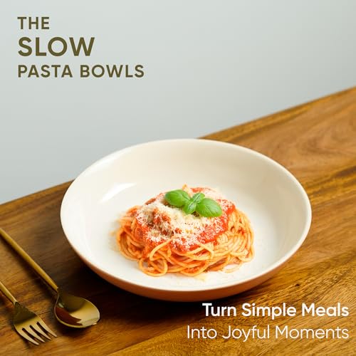 Shay Ceramic Pasta Bowl Set, 22cm, 2 Pieces, Pink Ivory | Glossy Finish | Stoneware Ceramic Serving Bowls | Ceramic Bowl | Pasta Serving Plate (Pasta Plate - Pink Ivory) - Image 2