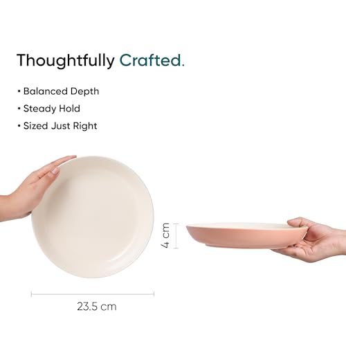 Shay Ceramic Pasta Bowl Set, 22cm, 2 Pieces, Pink Ivory | Glossy Finish | Stoneware Ceramic Serving Bowls | Ceramic Bowl | Pasta Serving Plate (Pasta Plate - Pink Ivory) - Image 5