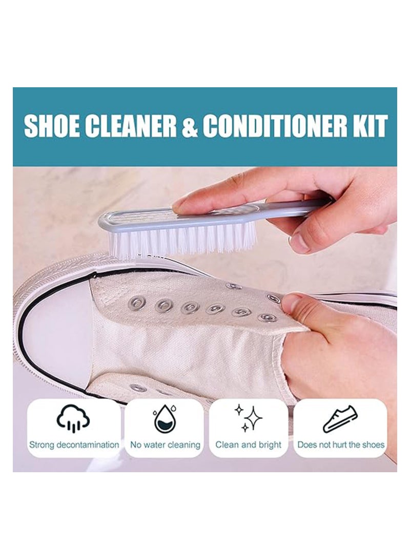 Excefore منظف أحذية أبيض 100 مل، مجموعة منظف أحذية محمولة مع فرشاة ومنديل، منظف أحذية يزيل الأوساخ والبقع، مجموعة تنظيف أحذية للأحذية البيضاء، الجلد المدبوغ، الجلد، الحياكة، الأحذية، القماش. - Image 2