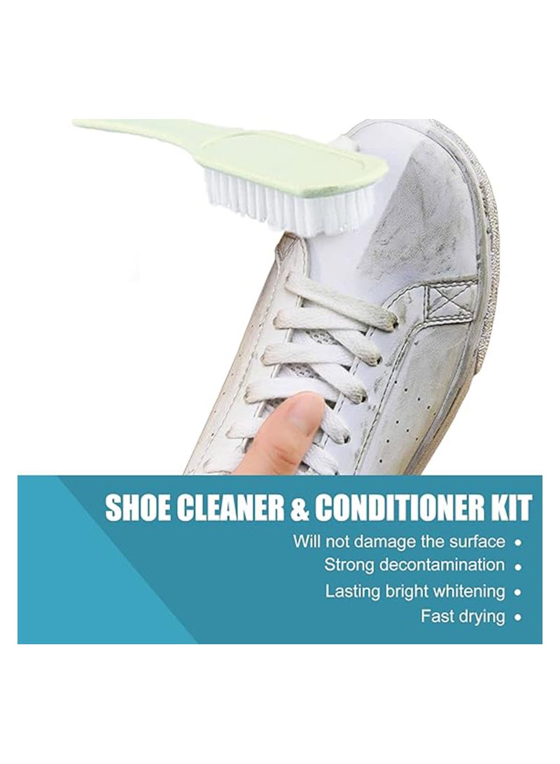 Excefore منظف أحذية أبيض 100 مل، مجموعة منظف أحذية محمولة مع فرشاة ومنديل، منظف أحذية يزيل الأوساخ والبقع، مجموعة تنظيف أحذية للأحذية البيضاء، الجلد المدبوغ، الجلد، الحياكة، الأحذية، القماش. - Image 5
