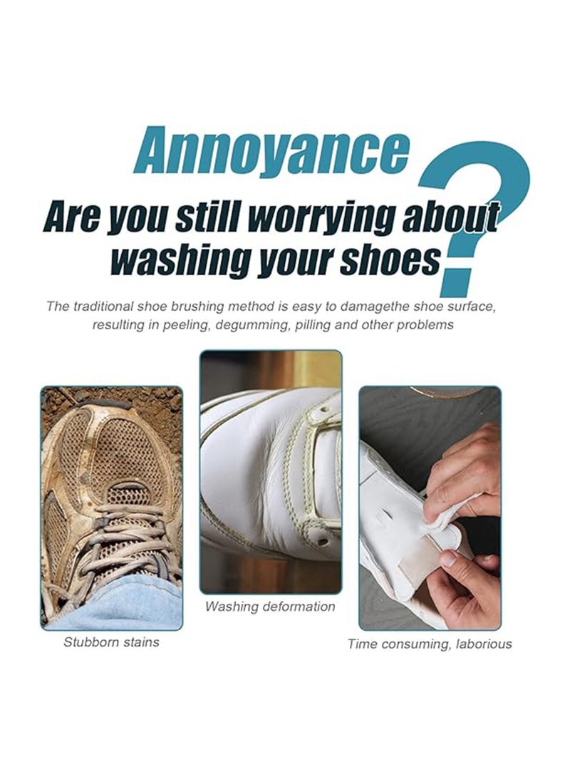 Excefore منظف أحذية أبيض 100 مل، مجموعة منظف أحذية محمولة مع فرشاة ومنديل، منظف أحذية يزيل الأوساخ والبقع، مجموعة تنظيف أحذية للأحذية البيضاء، الجلد المدبوغ، الجلد، الحياكة، الأحذية، القماش. - Image 3