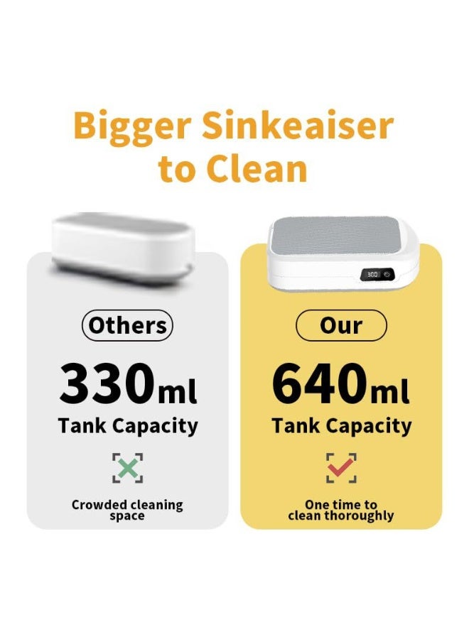 Generic Ultrasonic Cleaner for Glasses, Jewelry, Dentures – 360° Full Cleaning, 48,000Hz Vibration, 600ml Capacity, 304 Stainless Steel, 4 Timer Settings – Household Small Ultrasonic Cleaning Machine - Image 2