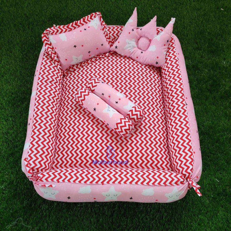 MOTHERHOOD MOTHERHOOD Box Baby Tub Bed with 4 pc Baby Pillow and 1 Large Baby Blanket Luxury UltraSoft Comfortable Baby Mattress Bed Sleeper Bedding Set coSleeper for Newborn to Toddlers Pink S - Image 4
