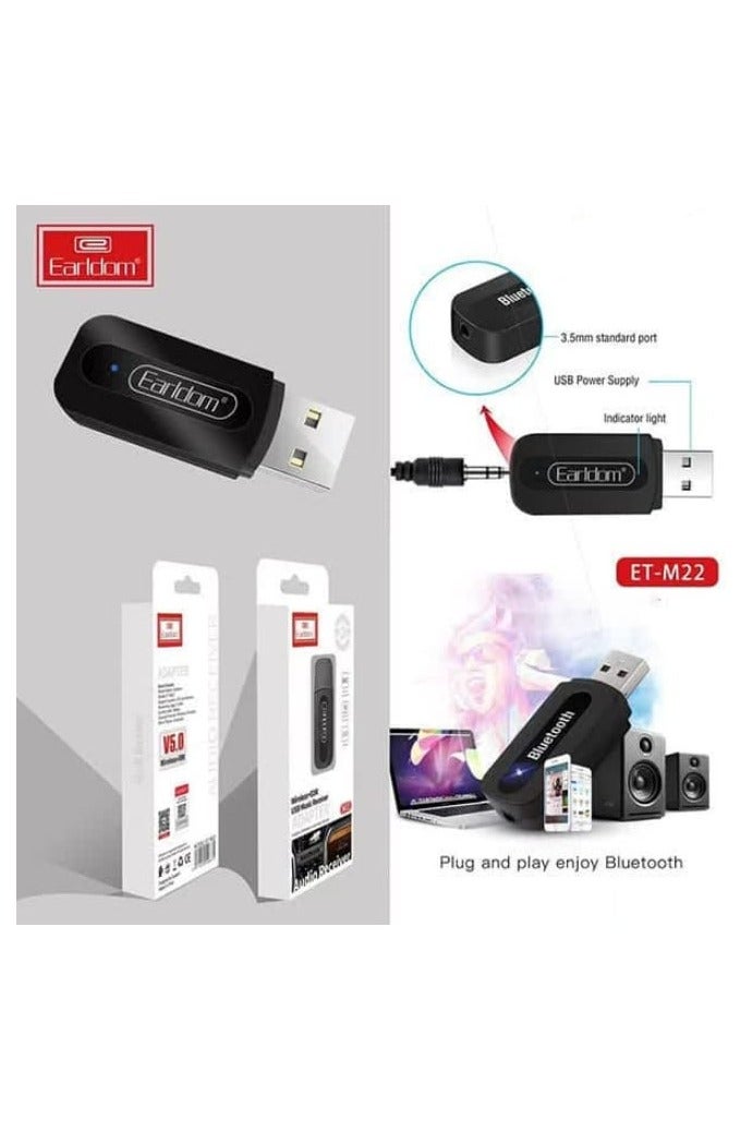 Earldom Bluetooth 5.0 Car Adapter – Wireless 3.5mm AUX Bluetooth Receiver & Transmitter Dongle for Car Stereo, TV, PC, Wired Headphones, Home Audio, Speaker System – Universal Compatibility - Image 2