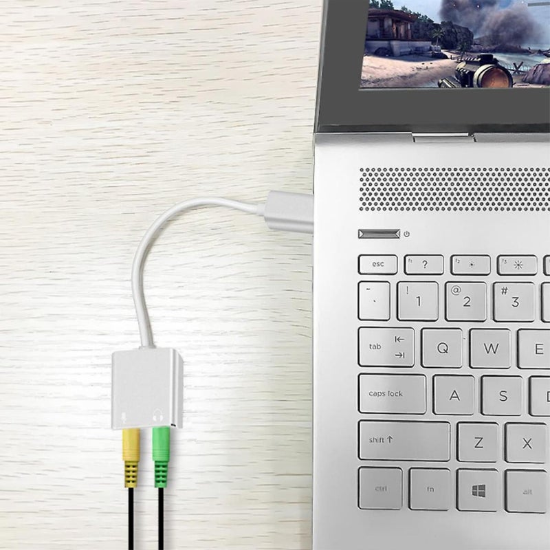 Sound Card USB Type C Virtual Surround Sound Audio Adapter with 3.5mm Aux Headphone and Microphone Jack HIFI Magic Voice for Laptop Desktop, Android Black - Image 5