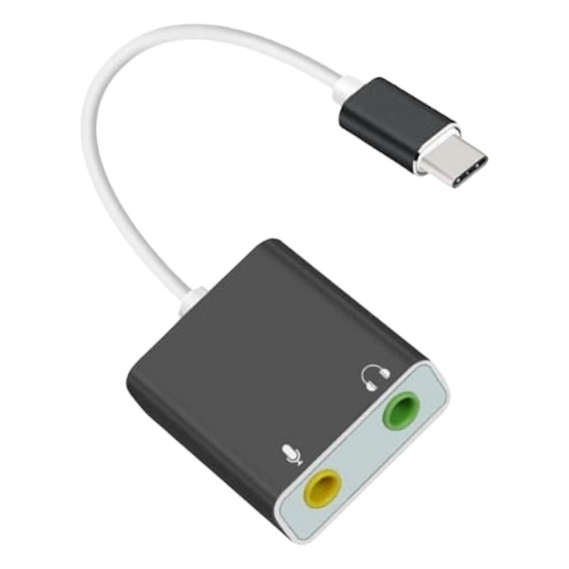 Sound Card USB Type C Virtual Surround Sound Audio Adapter with 3.5mm Aux Headphone and Microphone Jack HIFI Magic Voice for Laptop Desktop, Android Black - Image 1
