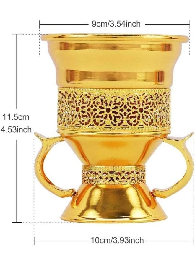 SAQOWARE Saqoware Premium Metal Frankincense Resin Incense Burner, Incense Burner, Bakhoor Burner, Burner with Tongs for Yoga, Spa Aromatherapy (Gold) - Image 3