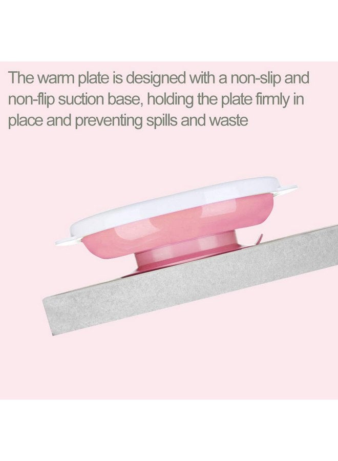 Matyz 2-Pack Baby Feeding Suction Warm Plate with Draining and Drying Design - Stay Put Divided Plate for Kids - Including 2 Toddler Plates and 4 Spoons - Microwave & Dishwasher Safe (Pink) - Image 5
