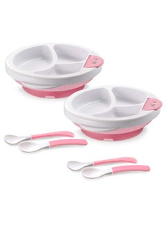 Matyz 2-Pack Baby Feeding Suction Warm Plate with Draining and Drying Design - Stay Put Divided Plate for Kids - Including 2 Toddler Plates and 4 Spoons - Microwave & Dishwasher Safe (Pink) - pzsku/Z91DDFA48DCF2E7E303B9Z/45/_/1737031246/67a5f5b8-4544-4a94-8a2c-ac6b44ee9e3e