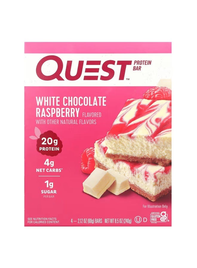 Quest Nutrition, Protein Bar, White Chocolate Raspberry, 4 Bars, 2.12 oz (60 g) Each