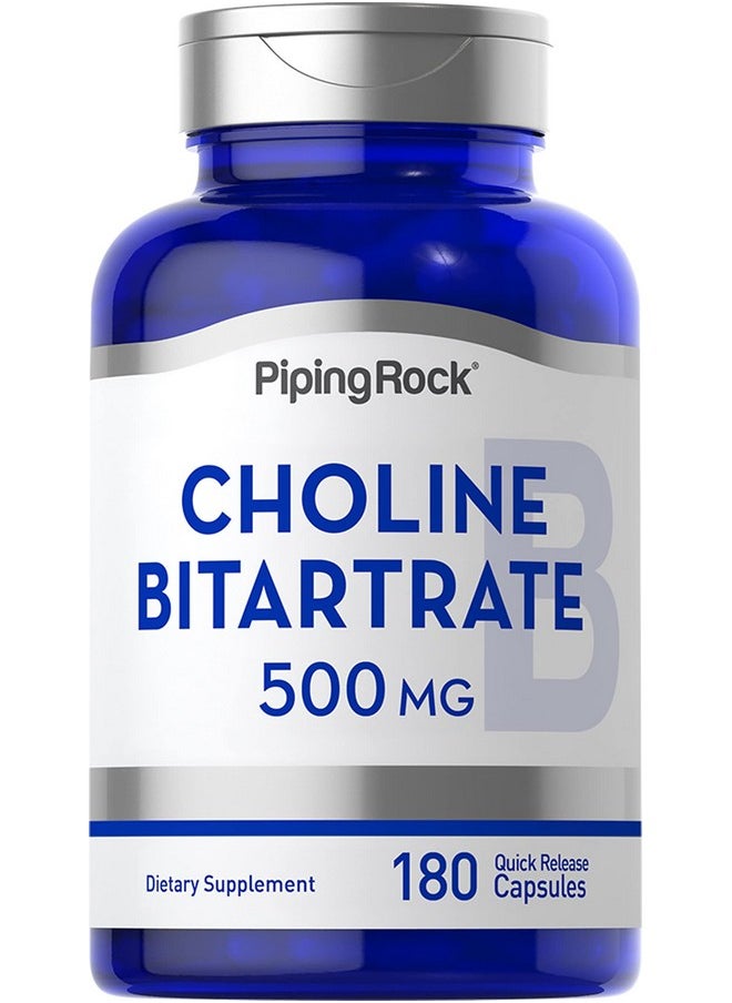 Piping Rock Choline Bitartrate 500Mg ; 180 Capsules ; Nongmo Gluten Free Supplement  - Image 1