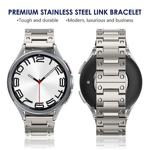 WINGLE Metal Band for Samsung Galaxy Watch 7 6 5 4 Band Galaxy Watch 5 Pro/6 Classic/4 Classic/FE Bands Men 45mm 47mm 43mm 46mm 42mm 44mm 40mm, 20mm Stainless Steel Bands Watch 3 41mm, Titanium - Image 3