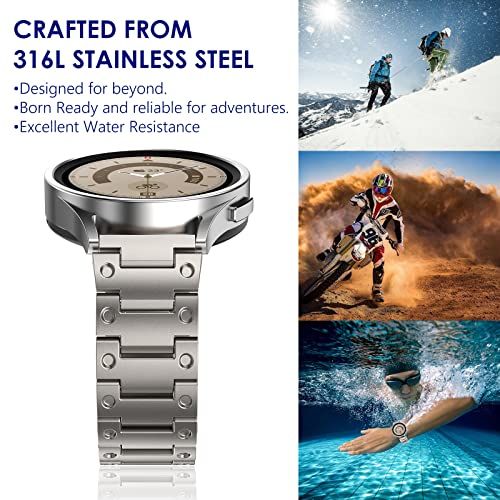 WINGLE Metal Band for Samsung Galaxy Watch 7 6 5 4 Band Galaxy Watch 5 Pro/6 Classic/4 Classic/FE Bands Men 45mm 47mm 43mm 46mm 42mm 44mm 40mm, 20mm Stainless Steel Bands Watch 3 41mm, Titanium - Image 5