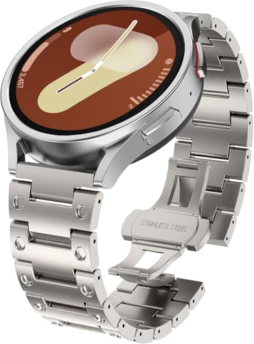 WINGLE Metal Band for Samsung Galaxy Watch 7 6 5 4 Band Galaxy Watch 5 Pro/6 Classic/4 Classic/FE Bands Men 45mm 47mm 43mm 46mm 42mm 44mm 40mm, 20mm Stainless Steel Bands Watch 3 41mm, Titanium - Image 1